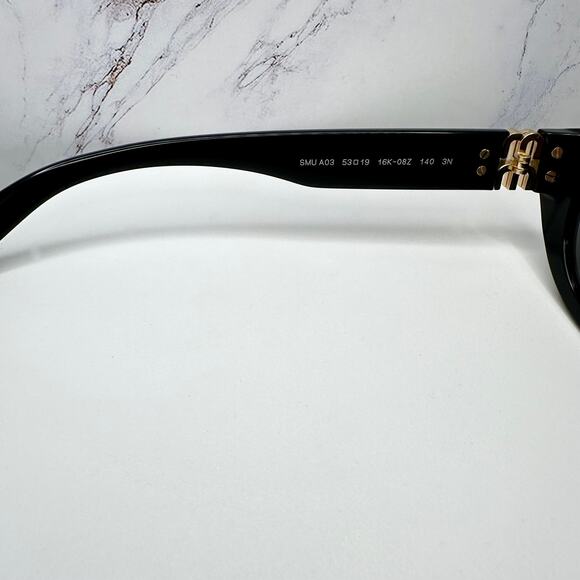 New MIU MIU Sunglasses Black Gold Rectangle Cat Eye Geometric Authentic - Picture 8 of 16